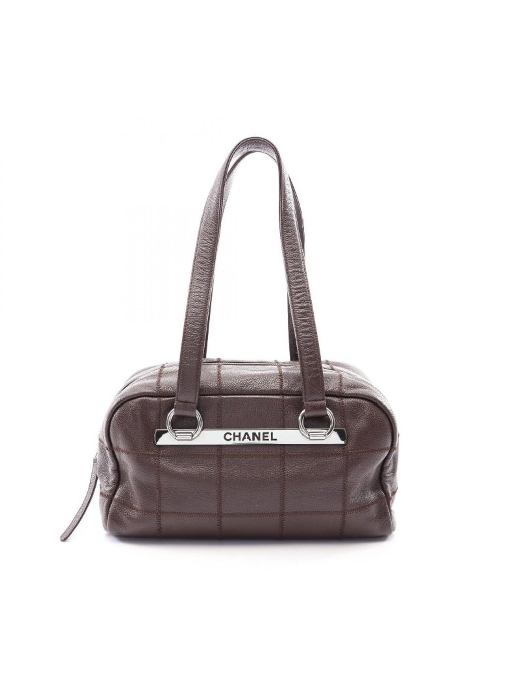 Chanel Shoulder Bag Choco Bar Dark Brown Caviar Leather